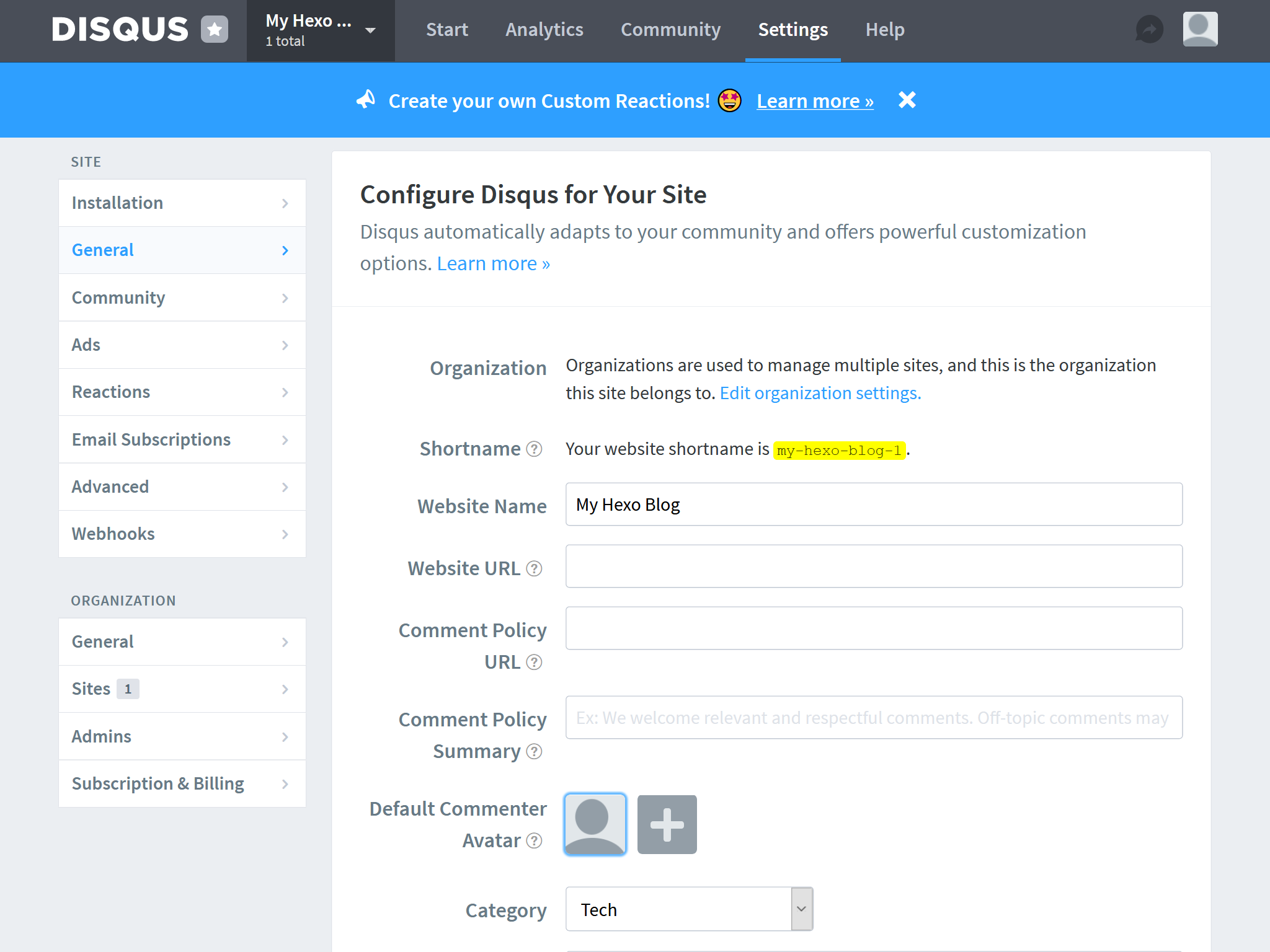 配置Disqus - Disqus