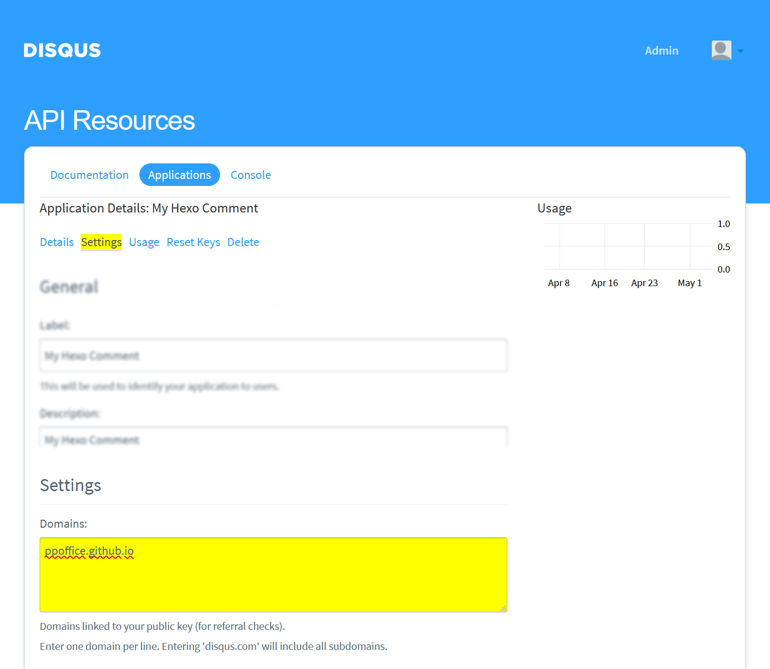 应用设置 - Disqus