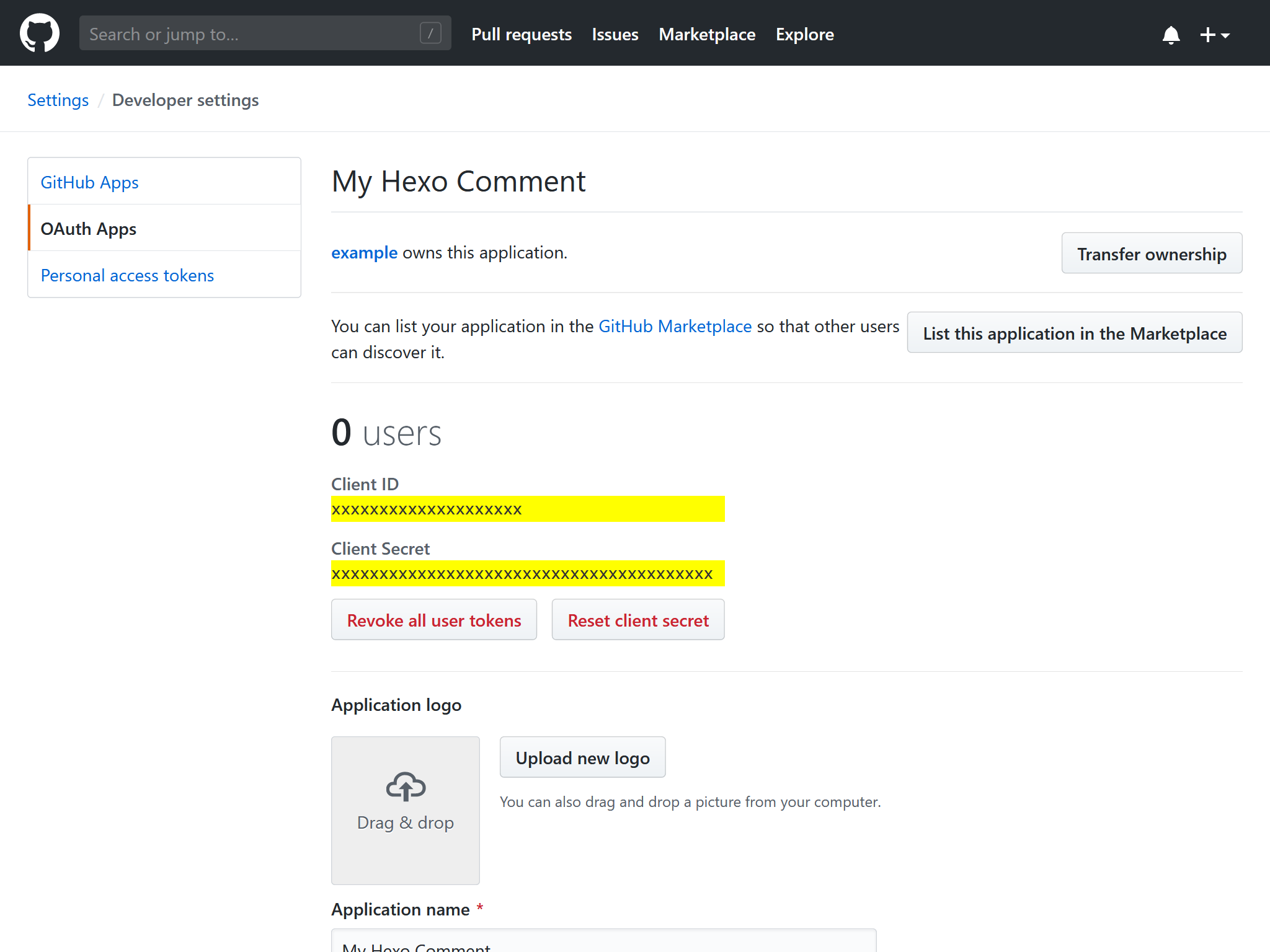 OAuth应用设置 - GitHub