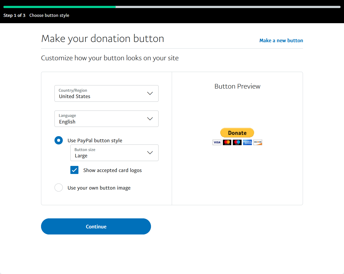 选择按钮样式 - Paypal