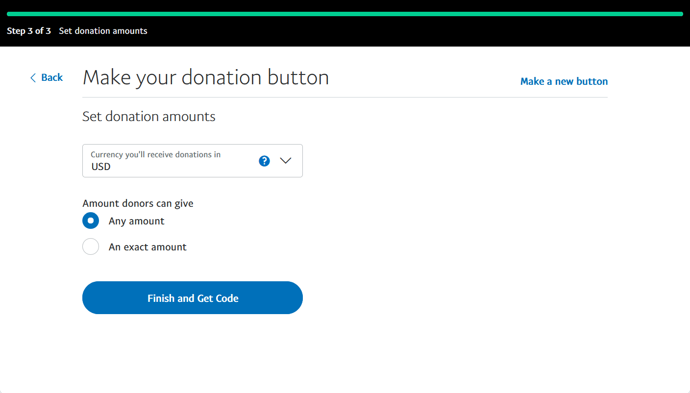 设置捐赠数额 - Paypal